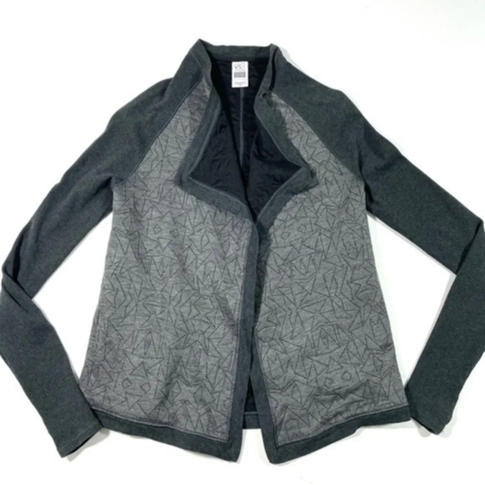 VSX Victorias Secret Open Front Quilted Knit Shirt Stitched